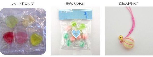 ハートドロップ、春色パステル、京飴ストラップ